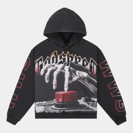 godspeed code red hoodie black wash front view