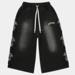 godspeed nior studded 3qtr shorts black front view