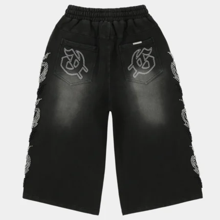 godspeed nior studded 3qtr shorts black back view
