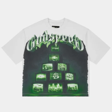 godspeed overstimulation t shirt white front view