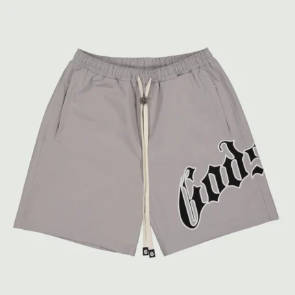 Front: godspeed og logo nylon shorts grey front view