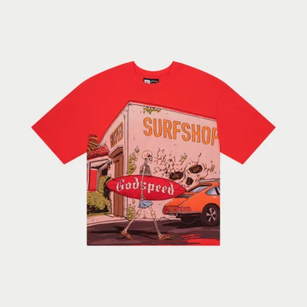 godspeed gs surf shop tee red front view