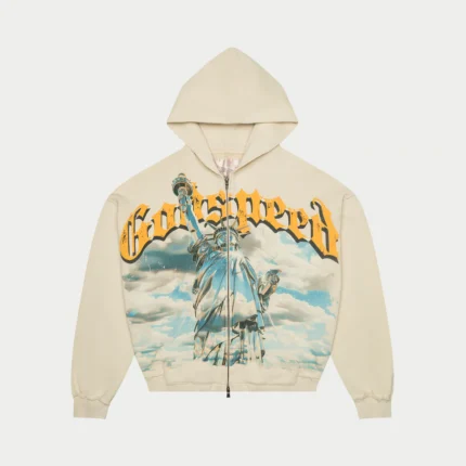 godspeed Hoodie chrome liberty zip hoodie bone front view