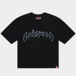 godspeed symmetrical logo tee black front view