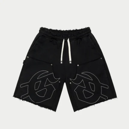 godspeed carpenter distressed shorts black front view