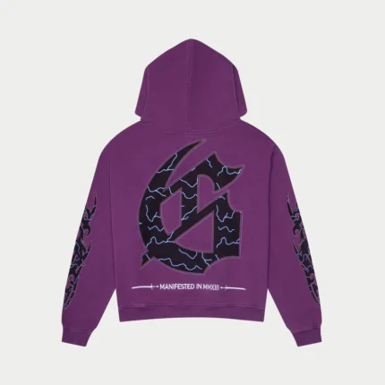 godspeed b.m.x. hoodie purple back logo view