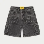 godspeed octagon cargo denim shorts grey wash front view