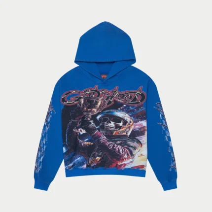 godspeed podium dreams hoodie blue washed front view