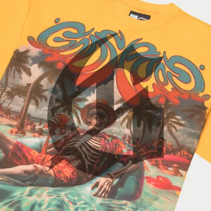 godspeed pool party tee yellow wash back view
