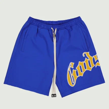 odspeed og logo nylon shorts blue yellow front view