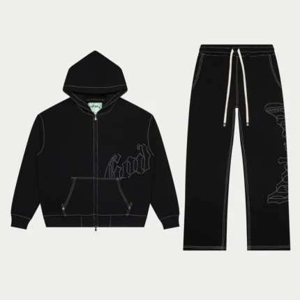 godspeed og logo sweatsuit stitched black front view