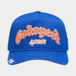 godspeed clothing forever trucker hat blue orange front view