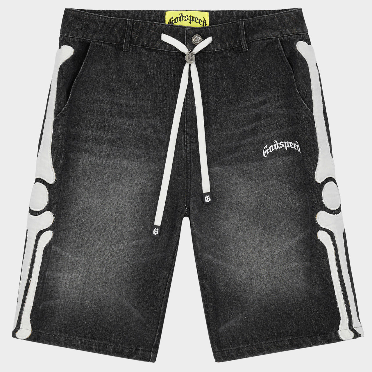 godspeed femur denim shorts black front view godspeed femur denim shorts black front view