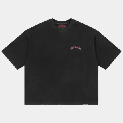 godspeed vital short set black wash pink logo front view